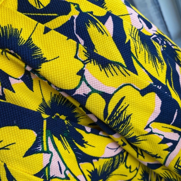 JCrew sunflower pleated plunge neck dress - Picture 4 of 5